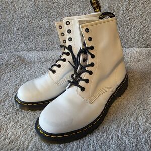 Docs Dr. Martens 1460 White Leather Ankle Boots Women's EU 42 US 10 L Combat NEW